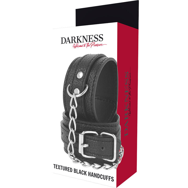 Darkness Black Textured Leather Handcuffs | Niks.fi verkkokauppa