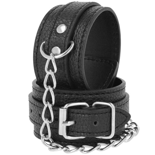 Darkness Black Textured Leather Handcuffs | Niks.fi verkkokauppa