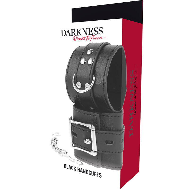 Darkness Black Leather Handcuffs | Niks.fi verkkokauppa