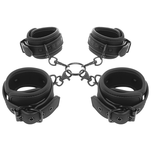 Fetish Submissive Set Of Hand And Ankle Handcuffs With Noprene Lining | Niks.fi verkkokauppa