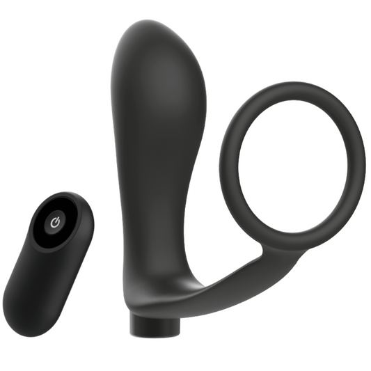 Addicted Toys Penis Ring With Remote Control Anal Plug Black Rechargeable | Niks.fi verkkokauppa