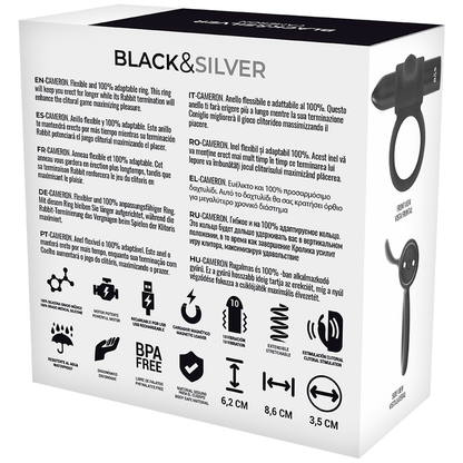 Black&Silver Cameron Remote Control Cockring Watchme | Niks.fi verkkokauppa
