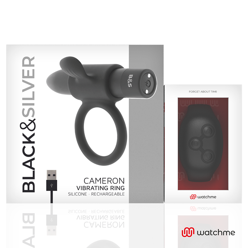 Black&Silver Cameron Remote Control Cockring Watchme | Niks.fi verkkokauppa