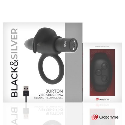 Black&Silver Burton Remote Control Cockring Watchme | Niks.fi verkkokauppa