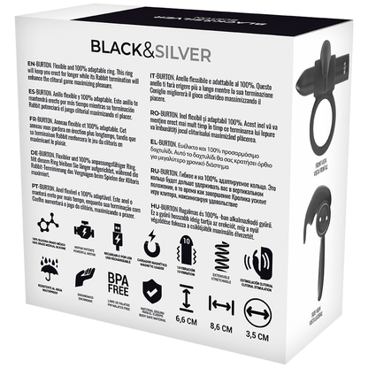 Black&Silver Burton Remote Control Cockring Watchme | Niks.fi verkkokauppa