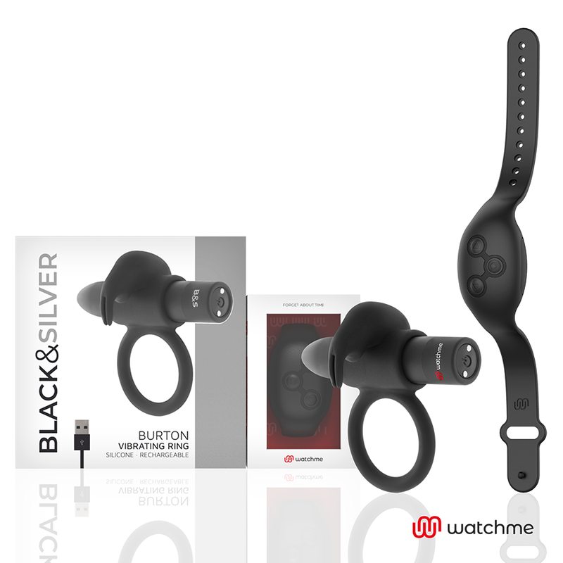 Black&Silver Burton Remote Control Cockring Watchme | Niks.fi verkkokauppa