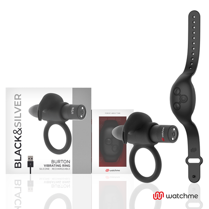 Black&Silver Burton Remote Control Cockring Watchme | Niks.fi verkkokauppa