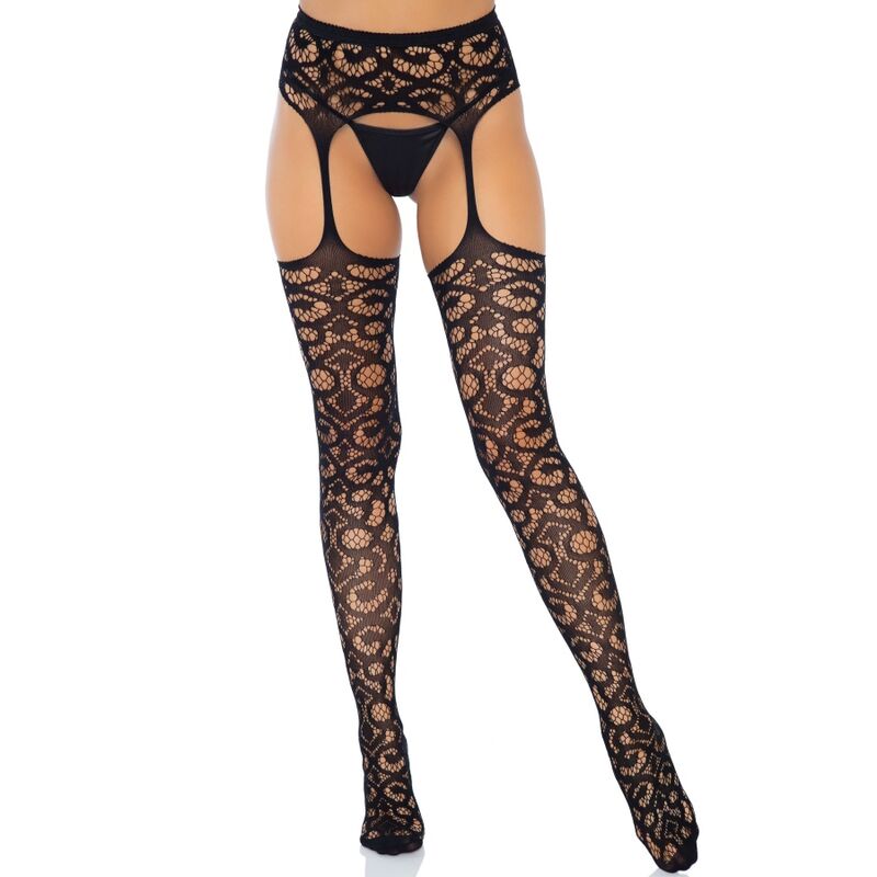 Leg Avenue Scroll Lace Garter Belt Stockings One Size | Niks.fi verkkokauppa