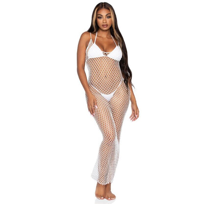 Leg Avenue Woven Twist Net Maxi Dress One Size White | Niks.fi verkkokauppa