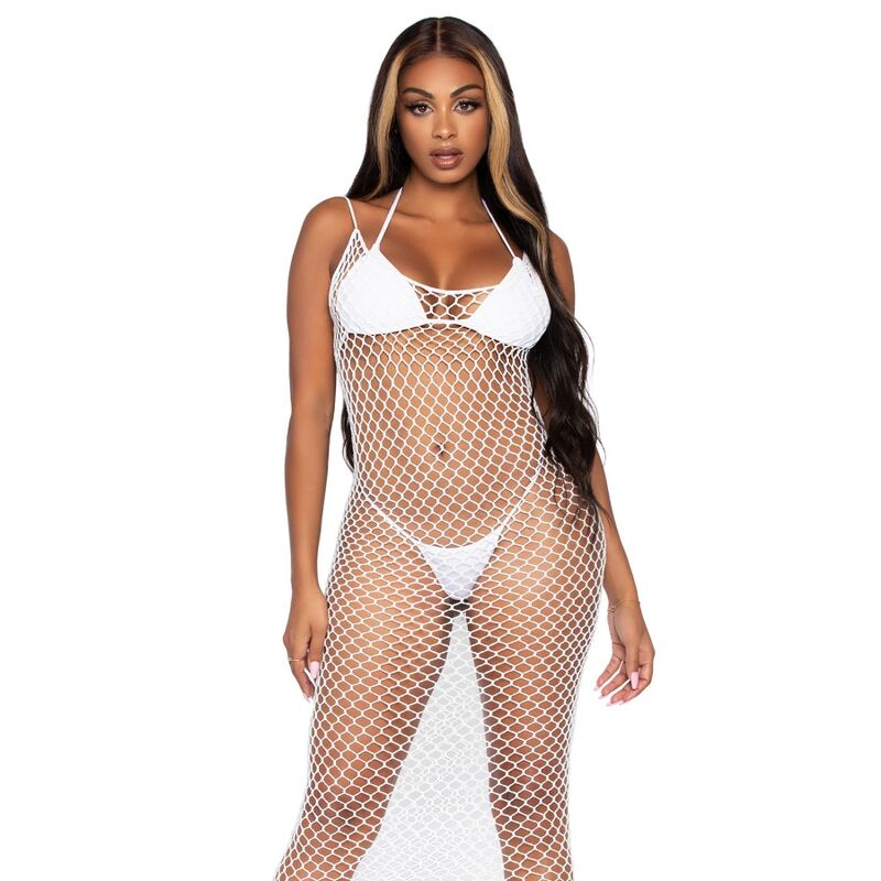 Leg Avenue Woven Twist Net Maxi Dress One Size White | Niks.fi verkkokauppa