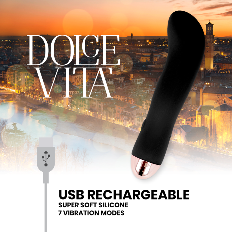 Dolce Vita Rechargeable Vibrator Two Black 7 Speed | Niks.fi verkkokauppa