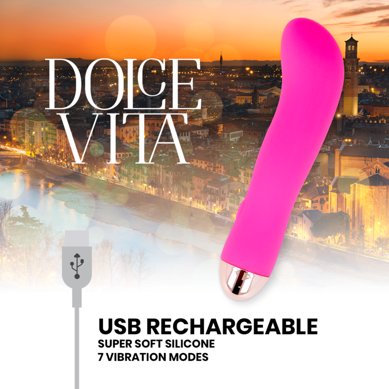 Dolce Vita Rechargeable Vibrator Two Pink 7 Speeds | Niks.fi verkkokauppa