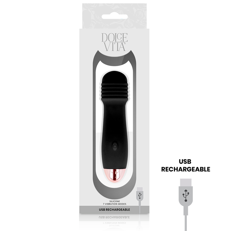 Dolce Vita Rechargeable Vibrator Three Black 7 Speed | Niks.fi verkkokauppa