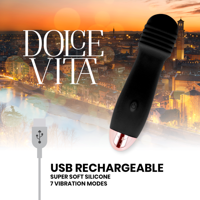 Dolce Vita Rechargeable Vibrator Three Black 7 Speed | Niks.fi verkkokauppa