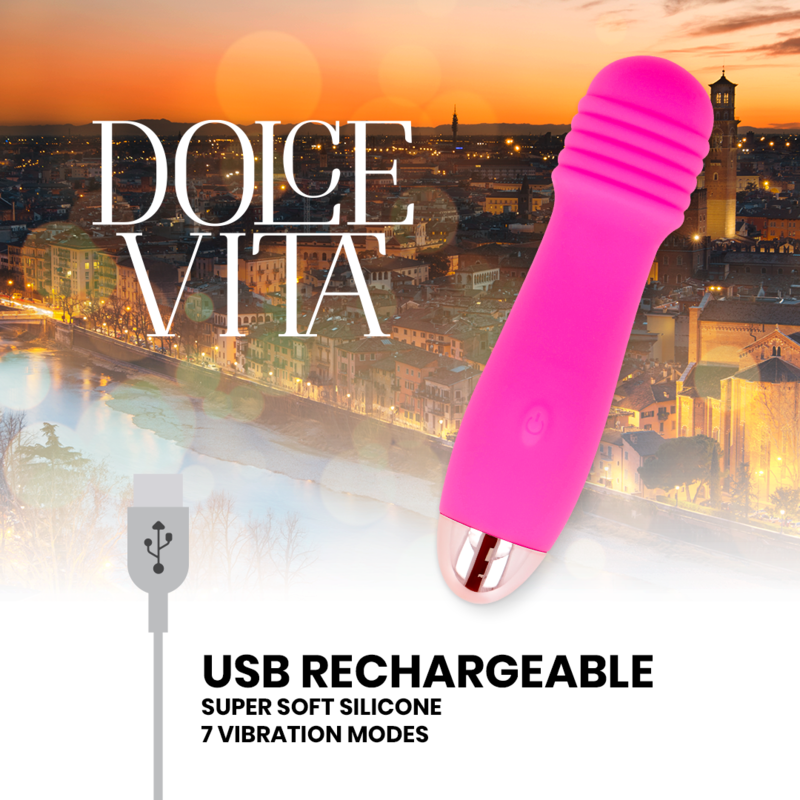 Dolce Vita Rechargeable Vibrator Three Pink 7 Speeds | Niks.fi verkkokauppa