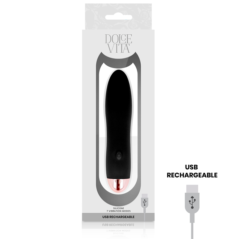 Dolce Vita Rechargeable Vibrator Four Black 7 Speeds | Niks.fi verkkokauppa