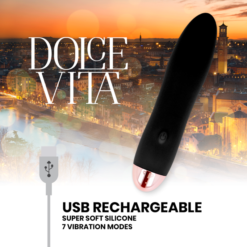 Dolce Vita Rechargeable Vibrator Four Black 7 Speeds | Niks.fi verkkokauppa