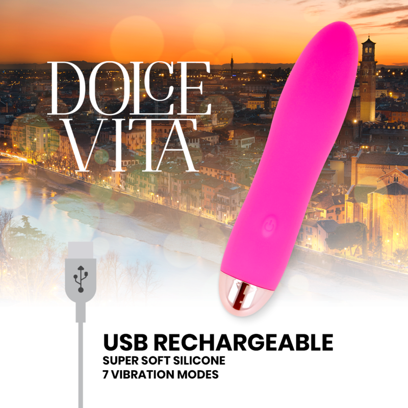 Dolce Vita Rechargeable Vibrator Four Pink 7 Speeds | Niks.fi verkkokauppa