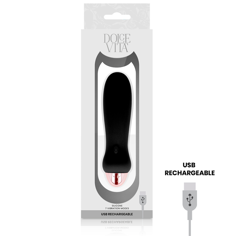 Dolce Vita Rechargeable Vibrator Five Black 7 Speeds | Niks.fi verkkokauppa