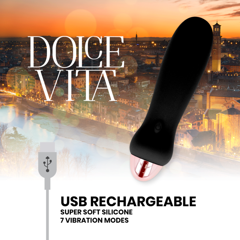 Dolce Vita Rechargeable Vibrator Five Black 7 Speeds | Niks.fi verkkokauppa
