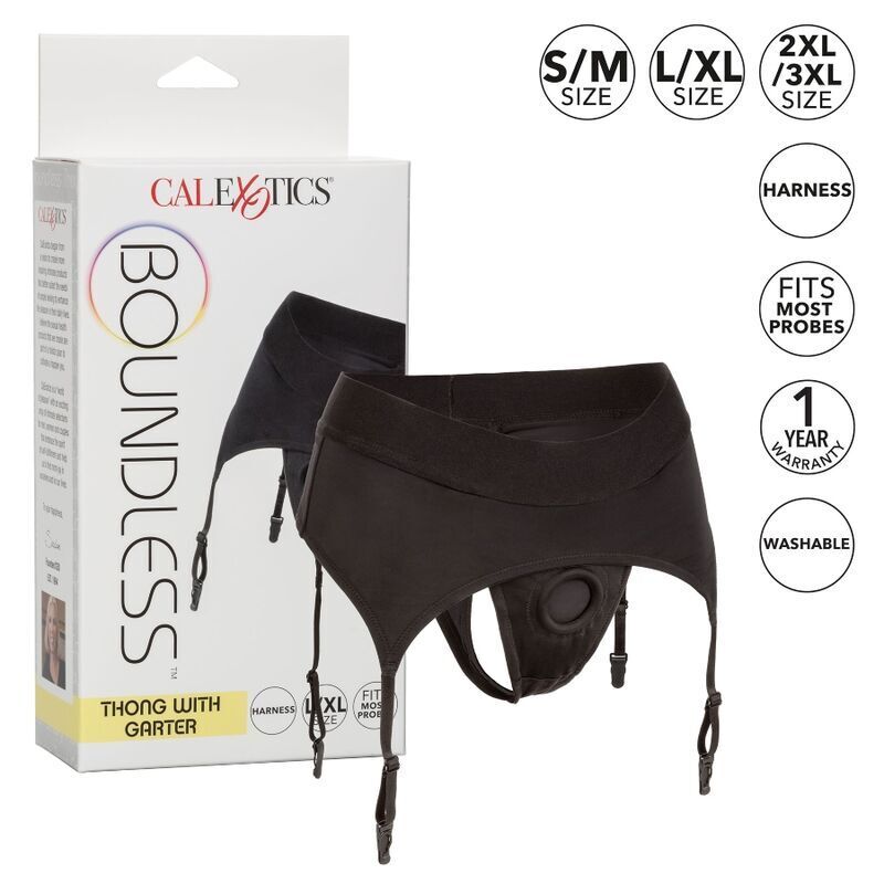 Calexotics Boundless Thong With Garter S/M | Niks.fi verkkokauppa