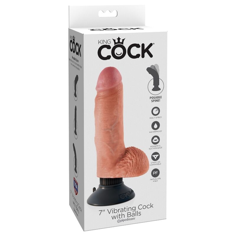 King Cock 17.78 Cm Vibrating Cock With Balls Flesh | Niks.fi verkkokauppa