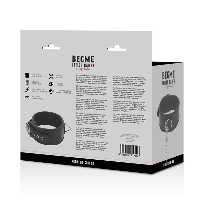 Begme Black Edition Premium Vegan Leather Collar With Neoprene Lining | Niks.fi verkkokauppa