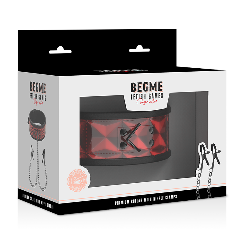 Begme Red Edition Collar With Nipple Clamps With Neoprene Lining | Niks.fi verkkokauppa