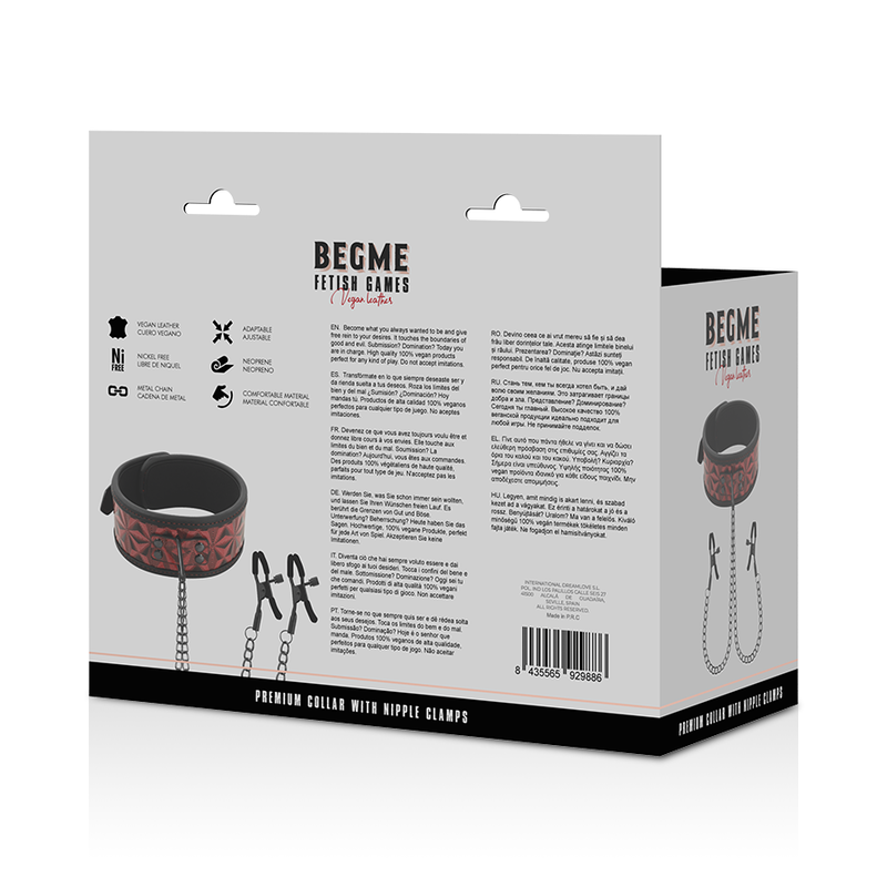 Begme Red Edition Collar With Nipple Clamps With Neoprene Lining | Niks.fi verkkokauppa