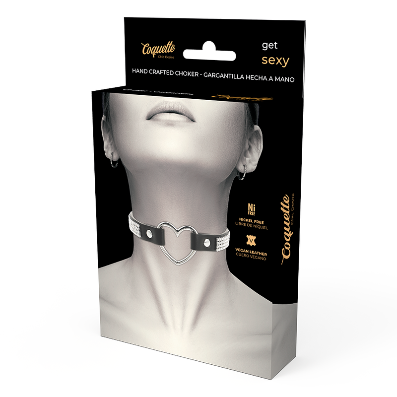 Coquette Chic Desire Vegan Leather Choker With Heart | Niks.fi verkkokauppa