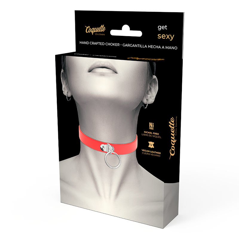 Coquette Chic Desire Red Vegan Leather Necklace Woman Fetish Accessory | Niks.fi verkkokauppa