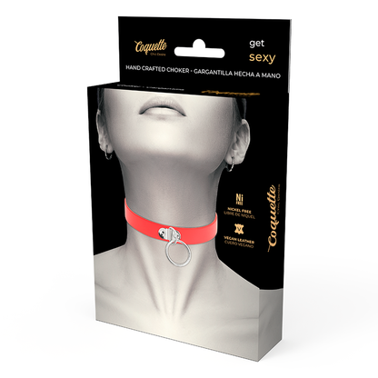 Coquette Chic Desire Red Vegan Leather Necklace Woman Fetish Accessory | Niks.fi verkkokauppa