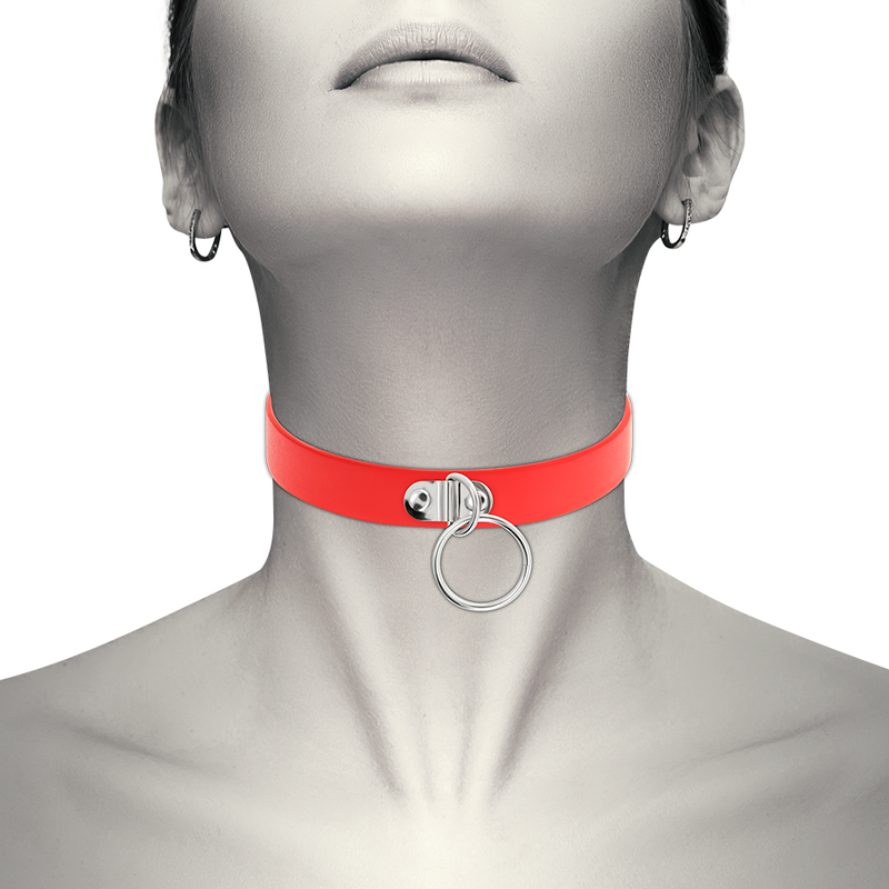 Coquette Chic Desire Red Vegan Leather Necklace Woman Fetish Accessory | Niks.fi verkkokauppa