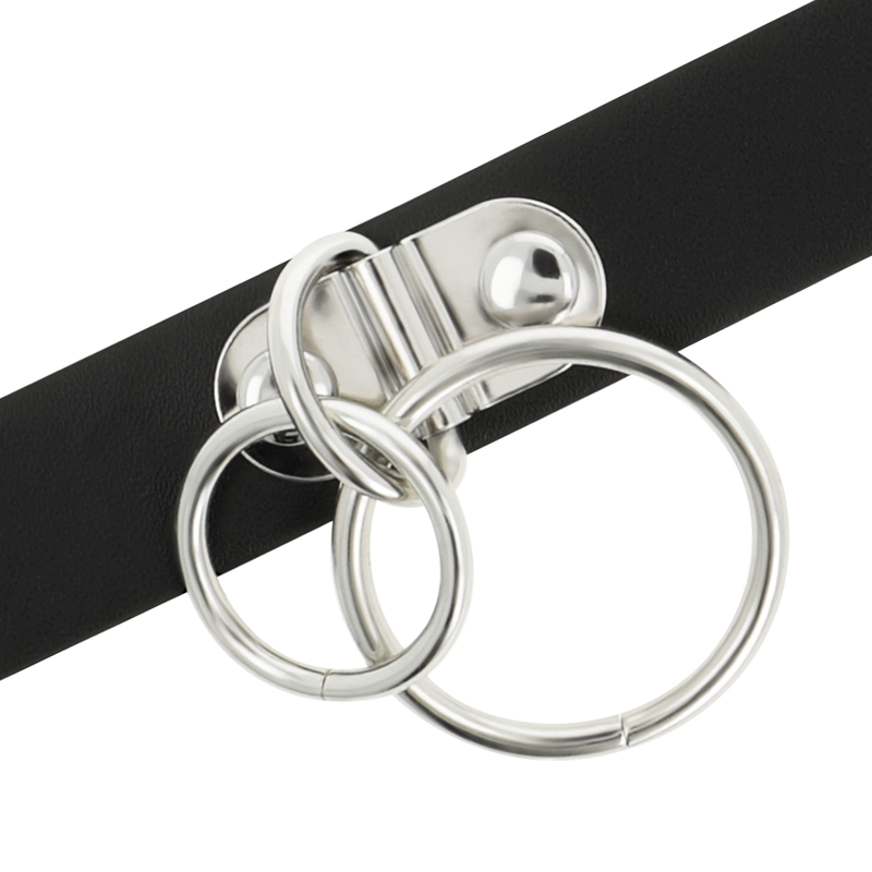 Coquette Chic Desire Double Ring Vegan Leather Choker | Niks.fi verkkokauppa