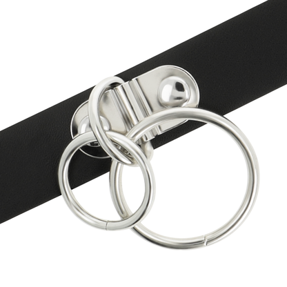 Coquette Chic Desire Double Ring Vegan Leather Choker | Niks.fi verkkokauppa