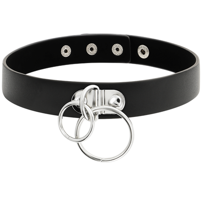 Coquette Chic Desire Double Ring Vegan Leather Choker | Niks.fi verkkokauppa