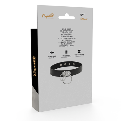 Coquette Chic Desire Double Ring Vegan Leather Choker | Niks.fi verkkokauppa
