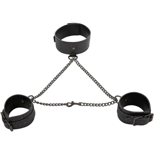 Sex & Michief Shadow Sparkle Collar And Cuffs | Niks.fi verkkokauppa
