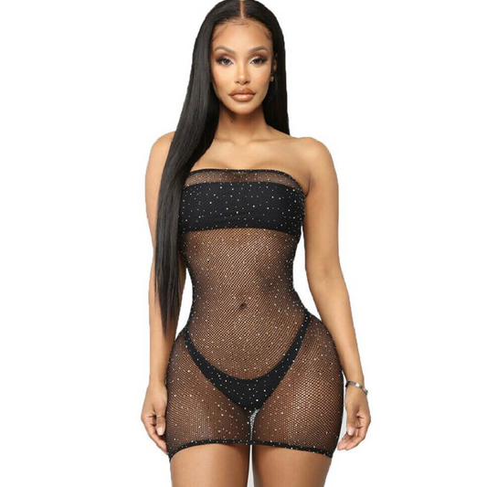 Queen Lingerie Net Body Dress With Diamonds S/L | Niks.fi verkkokauppa