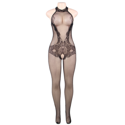 Queen Lingerie Bodystocking With Opening And Floral Lace S/L | Niks.fi verkkokauppa