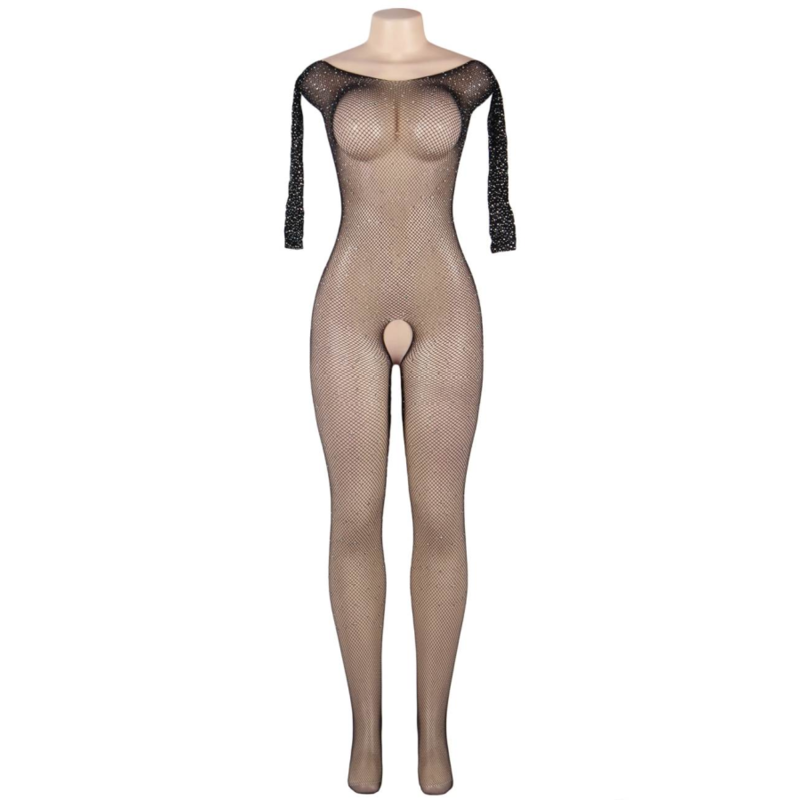 Queen Lingerie Long Sleeve Bodystocking With Diamonds S/L | Niks.fi verkkokauppa
