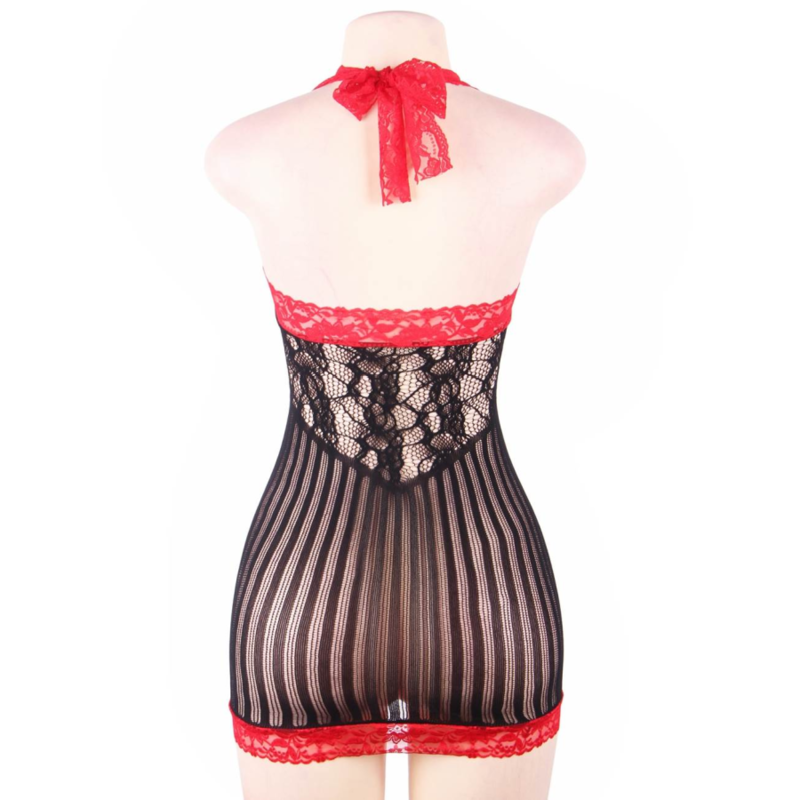 Queen Lingerie Black And Red Crotchet Chemise S/L | Niks.fi verkkokauppa