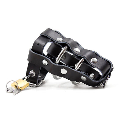 Ohmama Fetish Leather Sheath With Metal Rings And Padlock | Niks.fi verkkokauppa