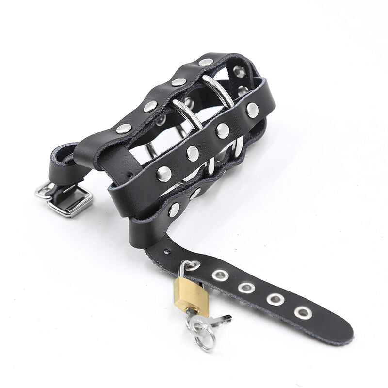 Ohmama Fetish Leather Sheath With Metal Rings And Padlock | Niks.fi verkkokauppa