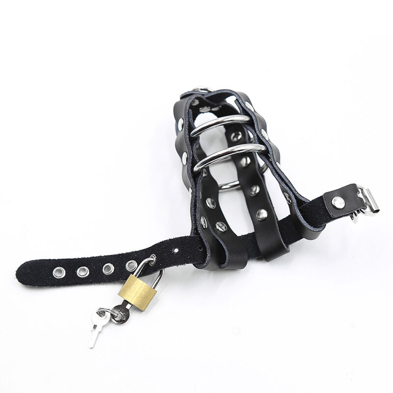 Ohmama Fetish Leather Sheath With Metal Rings And Padlock | Niks.fi verkkokauppa