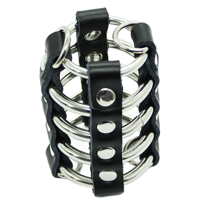 Ohmama Fetish Penis Cage With Metal Rings And Leather Straps | Niks.fi verkkokauppa