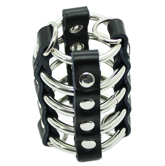 Ohmama Fetish Penis Cage With Metal Rings And Leather Straps | Niks.fi verkkokauppa