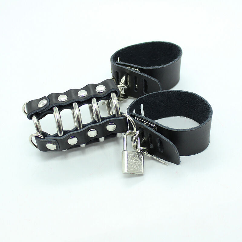 Ohmama Fetish Penis Cage With Metal Rings And Leather Straps | Niks.fi verkkokauppa