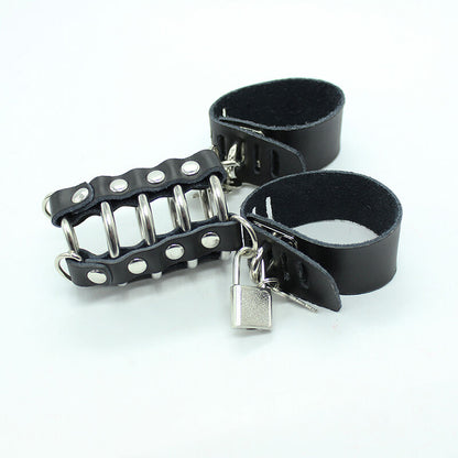 Ohmama Fetish Penis Cage With Metal Rings And Leather Straps | Niks.fi verkkokauppa