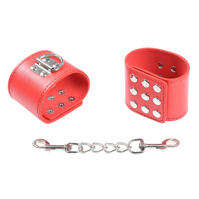 Ohmama Fetish Red Handcuffs With Snap Closure | Niks.fi verkkokauppa